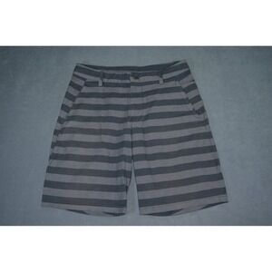 Lululemon Shorts Mens Size 34 Gray Striped Chino Casual Golf Canvas Zip Pocket
